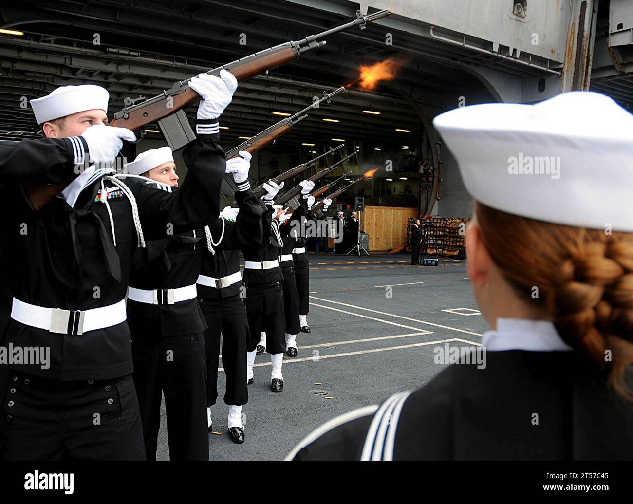 Reagan Rigle US Navy The honor guard aboard the aircraft carrier USS Ronald Reagan ...