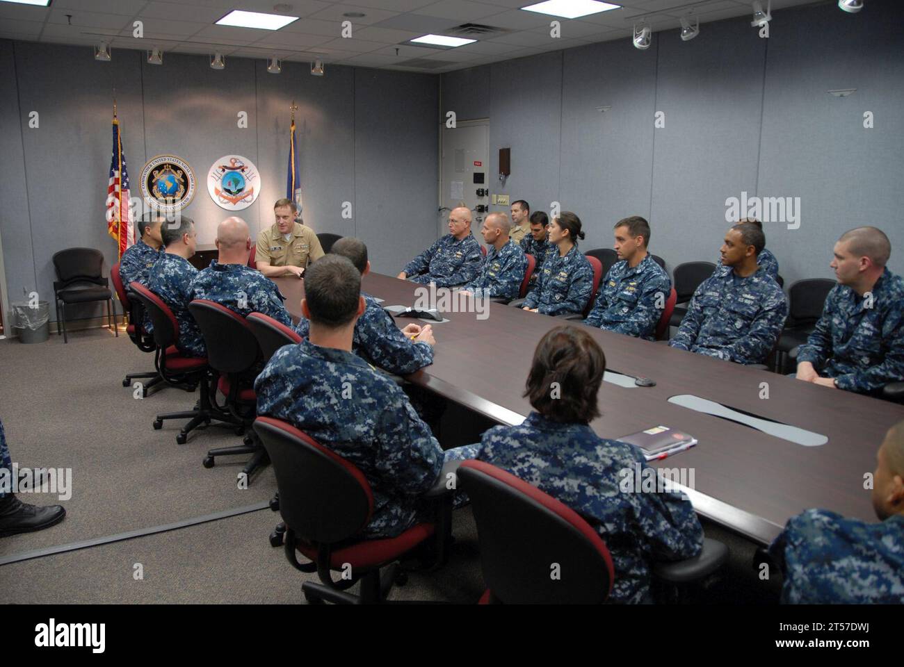 US Navy Vice Adm. Michael Rogers, commander of U.S. Fleet Cyber Command and U.S. 10th Fleet, speaks to Information Dominance Cor.jpg Stock Photo