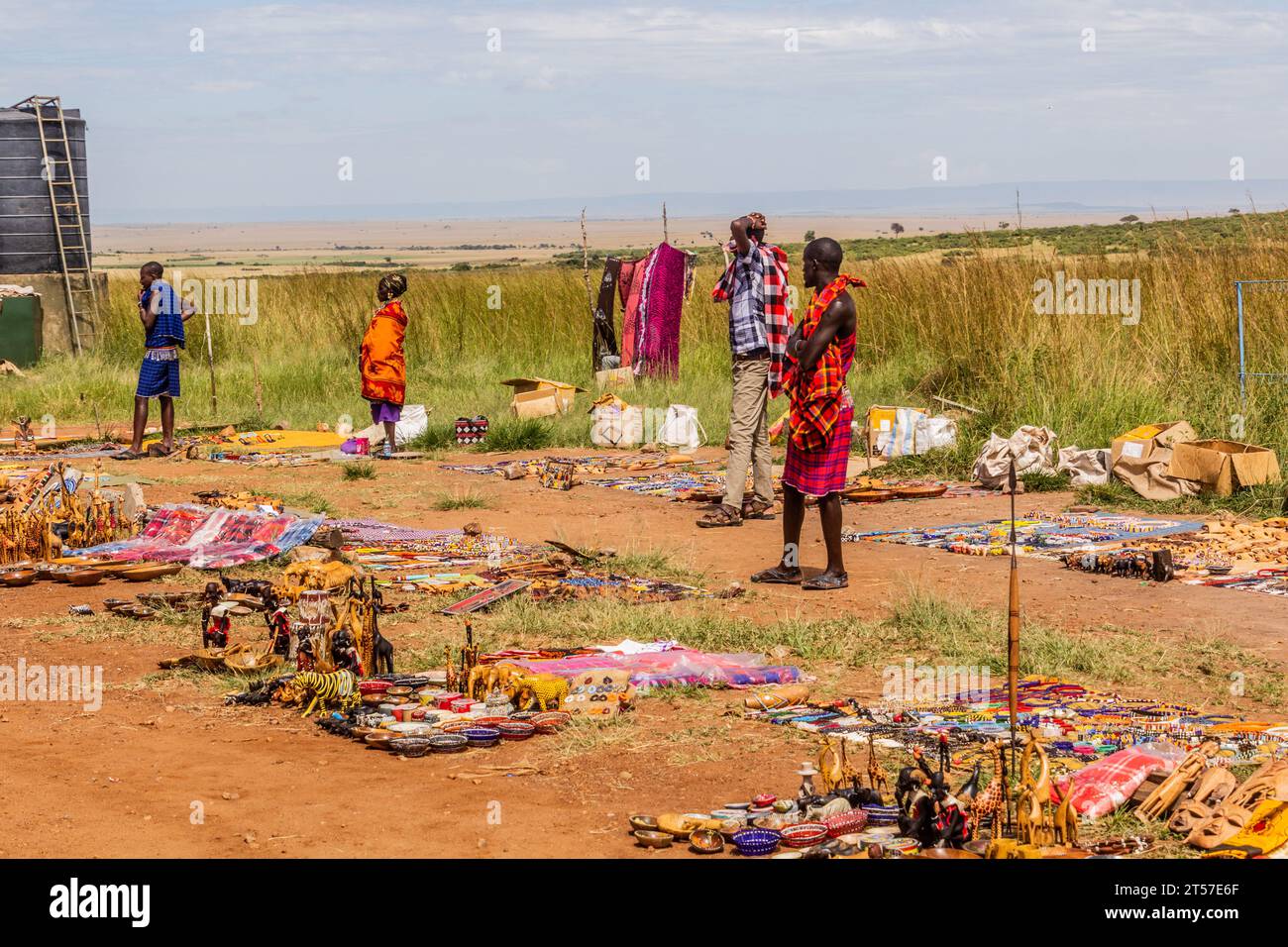 MASAI MARA, KENYA FEBRUARY 19, 2020 Masaimade souvenirs for sale in