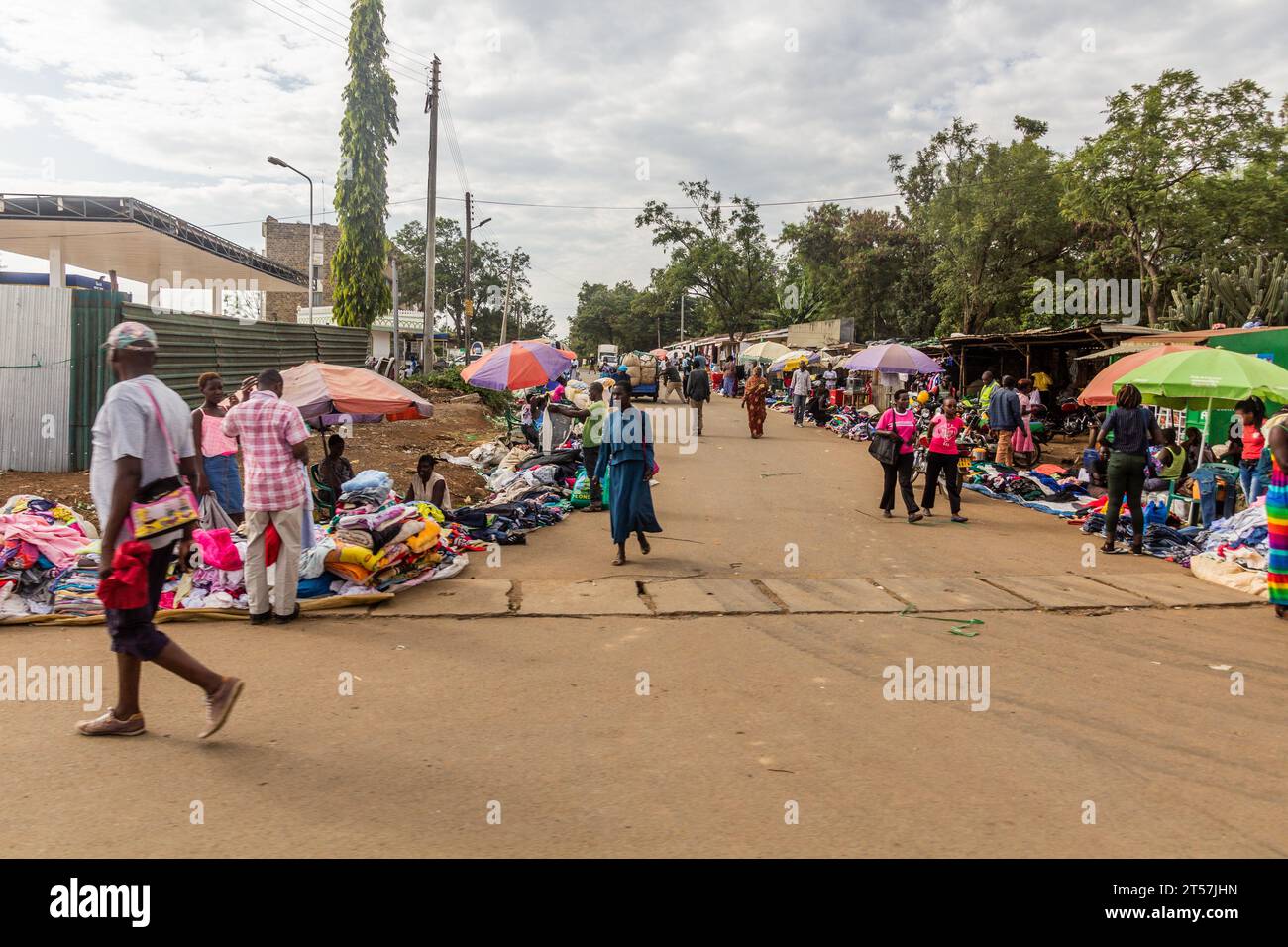 KISUMU, KENYA - FEBRUARY 22, 2020: View of a street market in Kisumu, Kenya Stock Photo