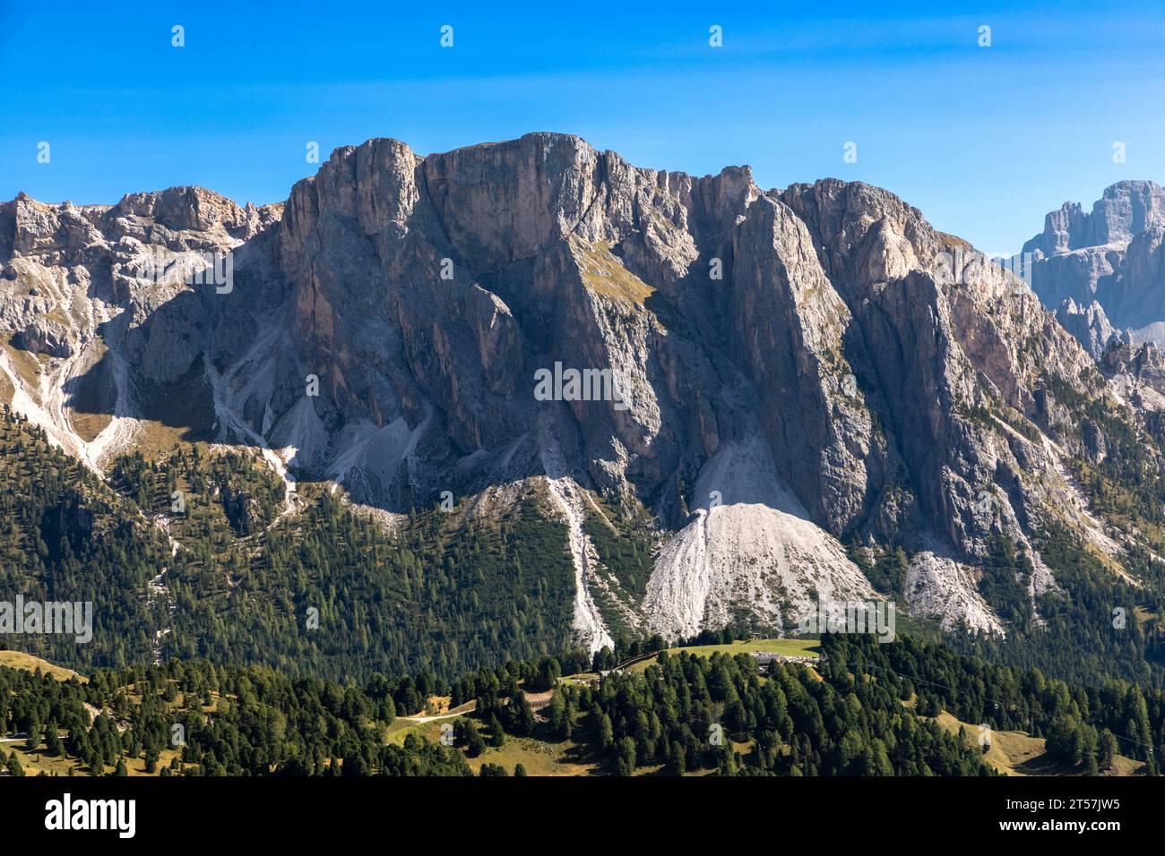 View from Seceda mountain to Cir group, Gardena, South Tyrol Stock Photo