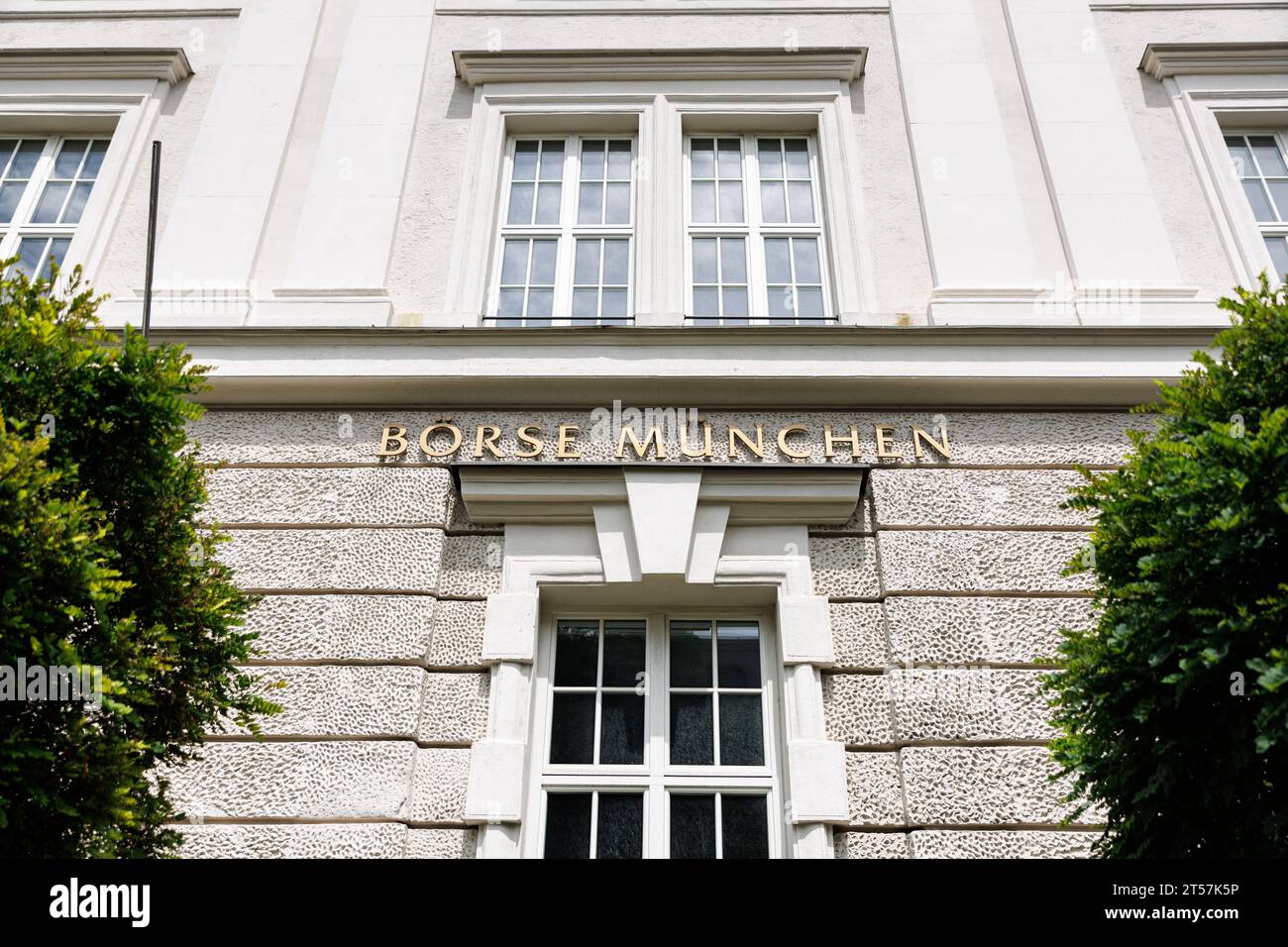 21 July 2023, Bavaria, Munich The Munich Stock Exchange logo can be