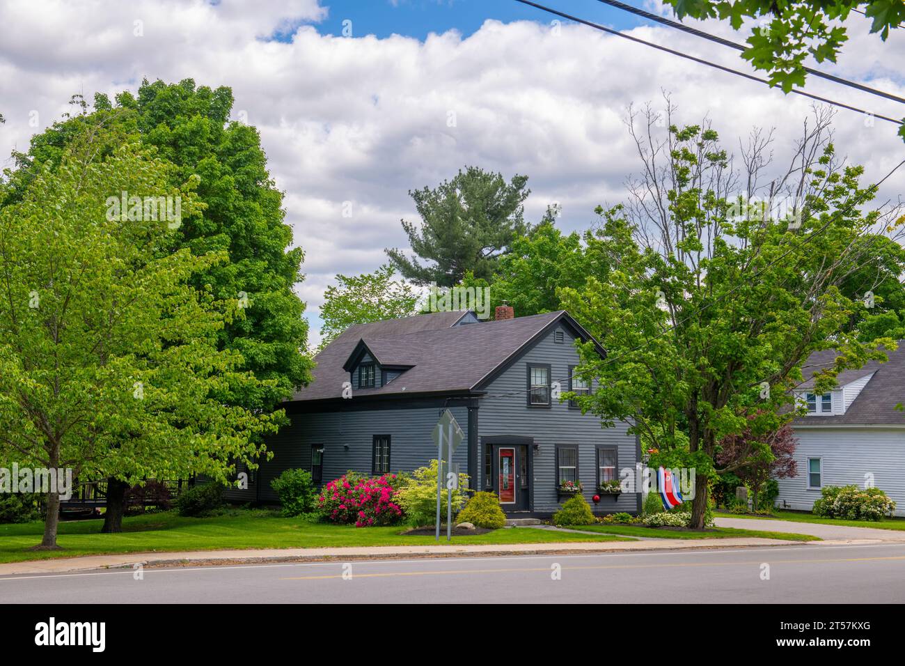 Historic colonial style building at Monument Square in the historic ...