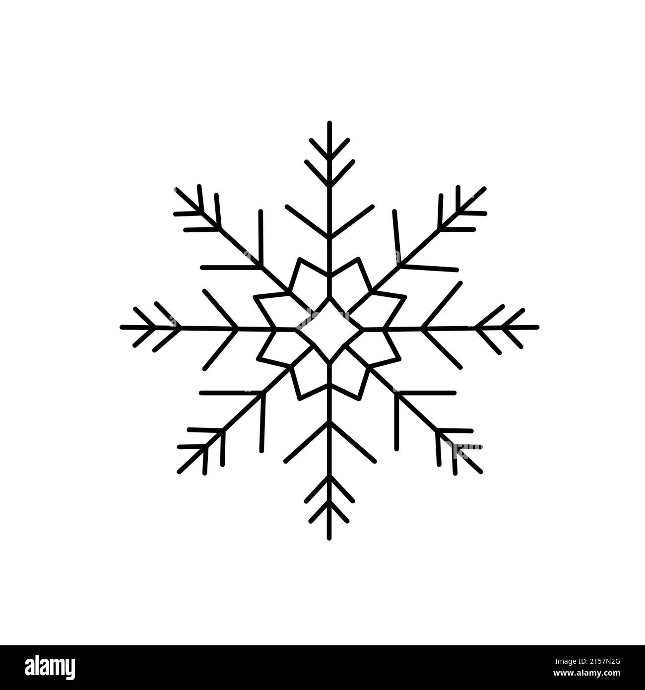 Snowflake Christmas simple doodle linear hand drawn vector illustration