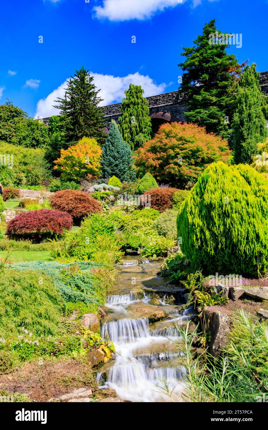 One of the landscaped waterfalls at Kilver Court Gardens, Shepton ...