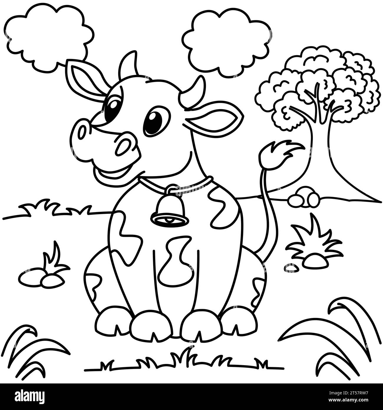 Funny cow cartoon coloring page Royalty Free Vector Image Stock Vector ...