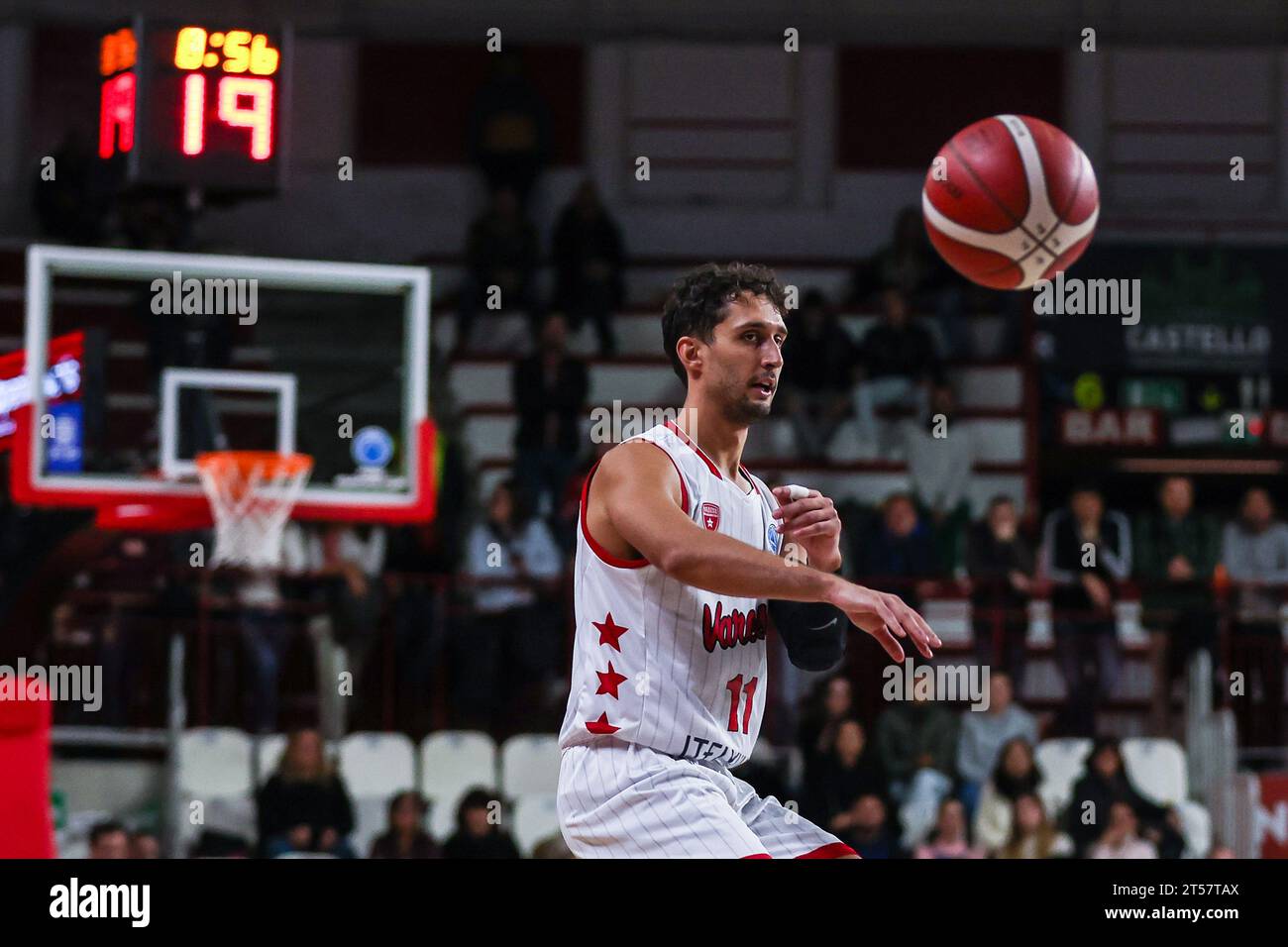 Varese, Italy. 02nd Nov, 2023. Davide Moretti #11 of Itelyum Varese seen in action during the FIBA Europe Cup 2023/24 Regular Season Group I game between Itelyum Varese and BC TSU Tbilisi at Itelyum Arena. Final score; Varese 109:83 Tbilisi. (Photo by Fabrizio Carabelli/SOPA Images/Sipa USA) Credit: Sipa USA/Alamy Live News Stock Photo