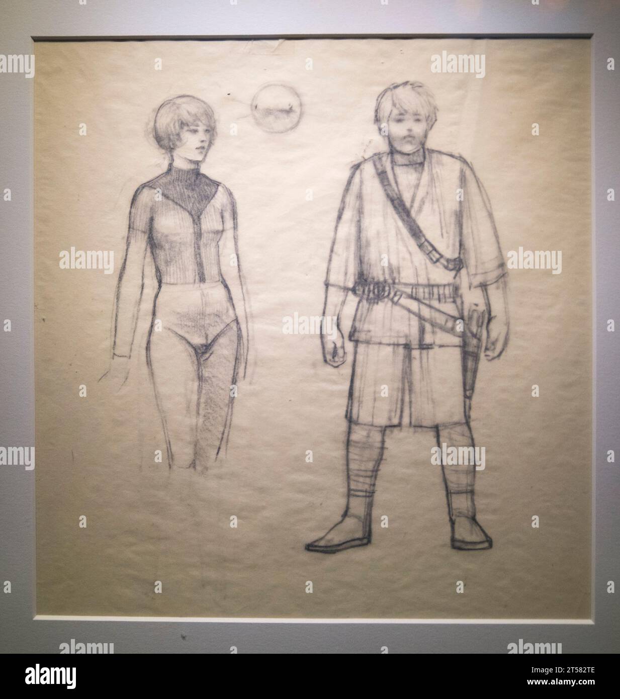 early concept art of Luke and Leia from Star Wars - A New Hope Stock Photo