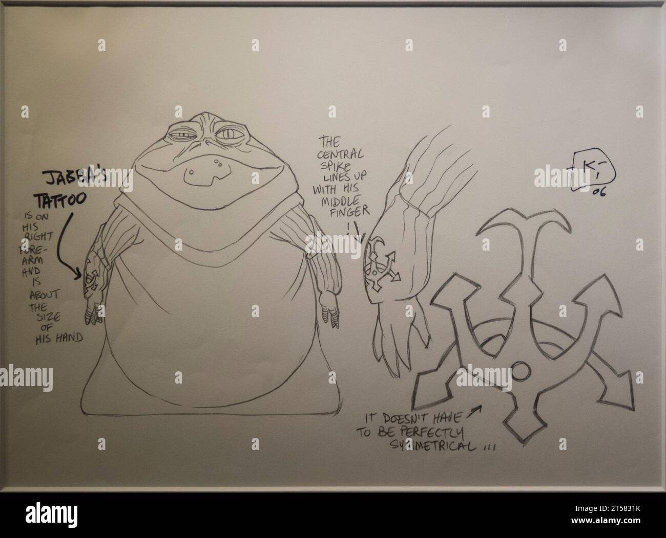 Original concept art for Jabba the Hutt from Star Wars Stock Photo