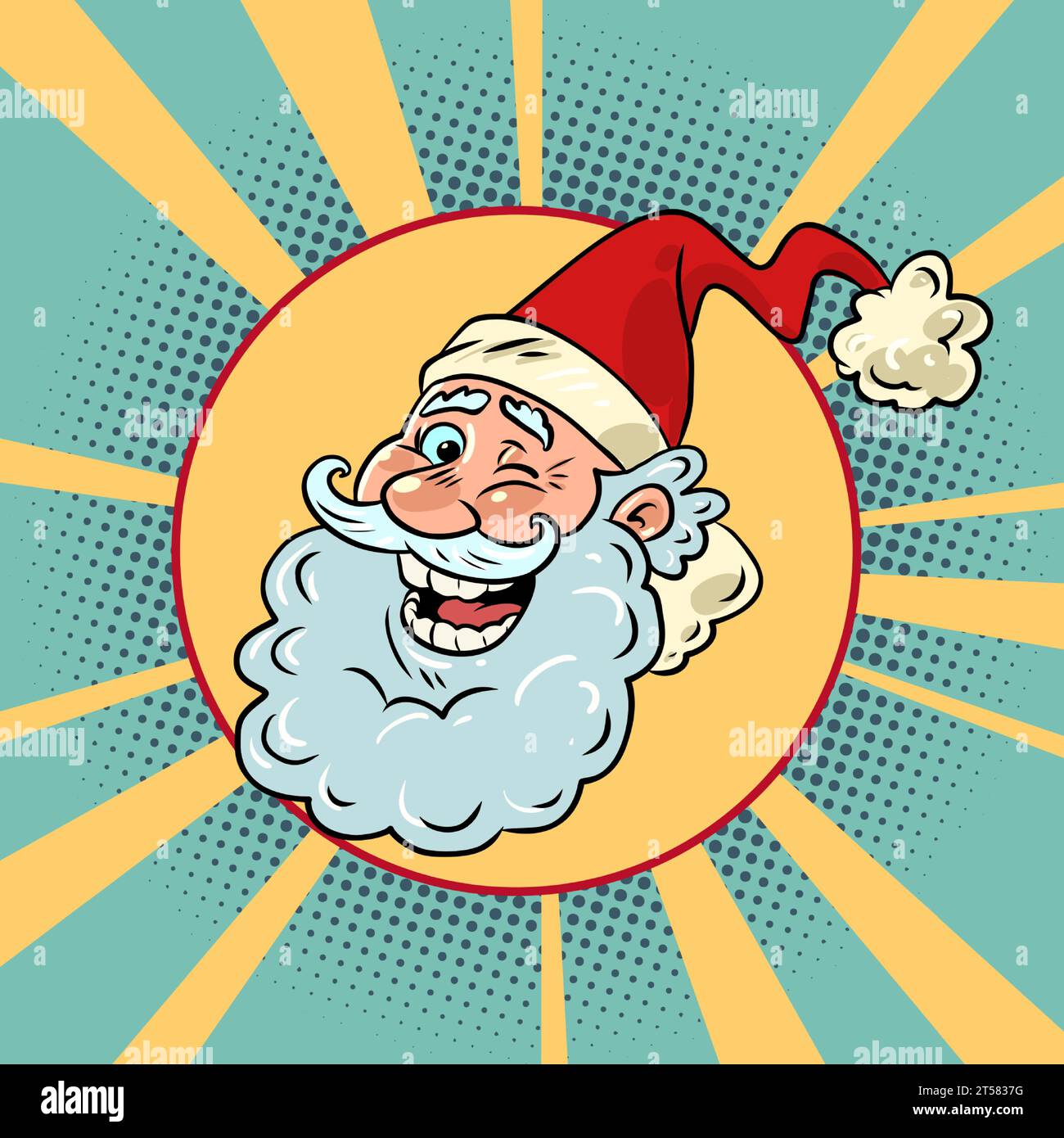 Cheerful mood for the winter holidays. New Year says hello. Santa Claus