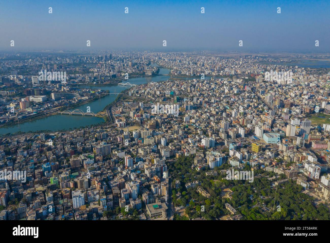 Dhaka, Bangladesh. Aerial view of Dhaka city and the Hatirjheel project in Dhaka, the Capital of Bangladesh. Stock Photo