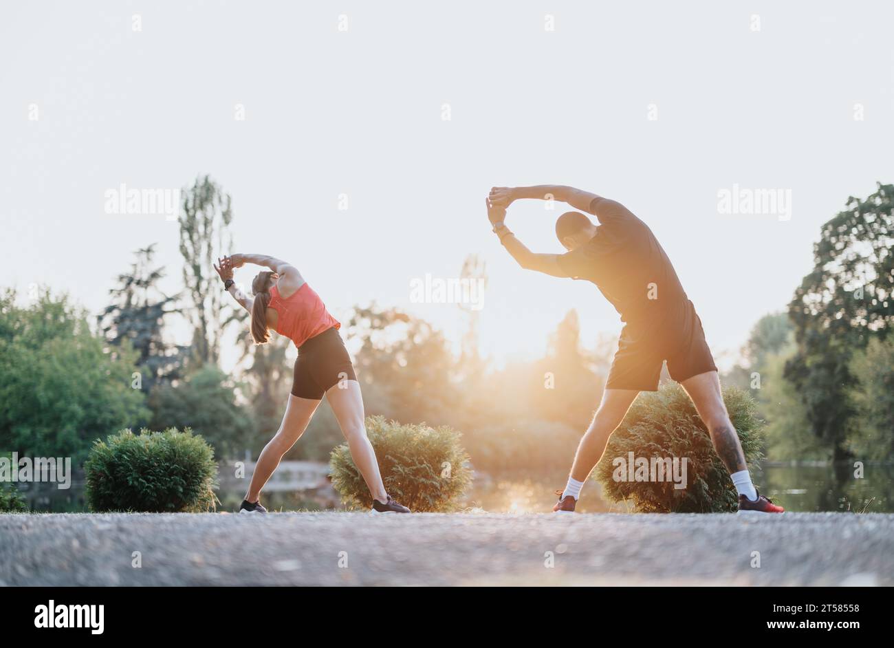 Man woman stretching bodies hi-res stock photography and images - Alamy