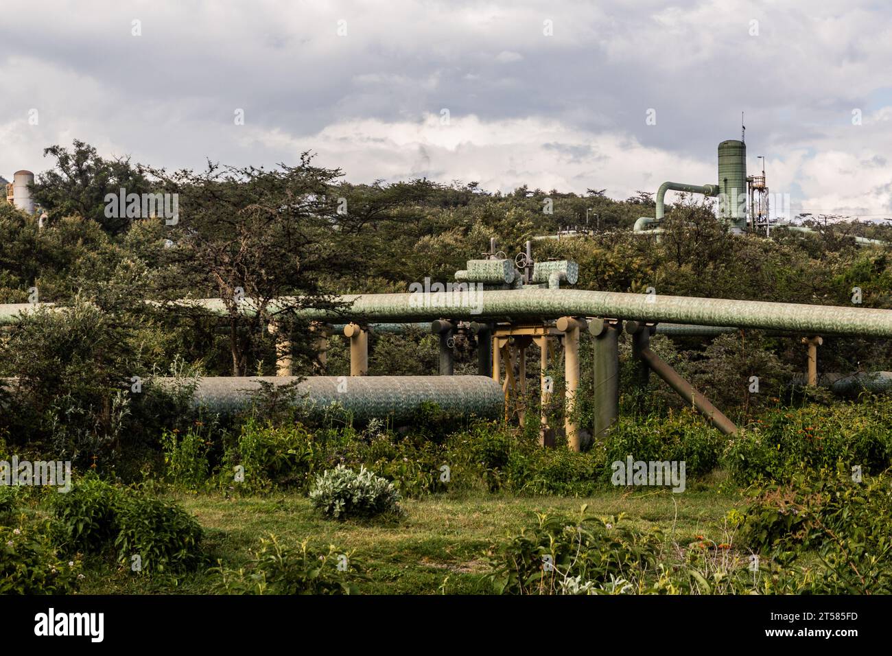 Pipelines of Olkaria Geothermal Power Station in the Hell's Gate