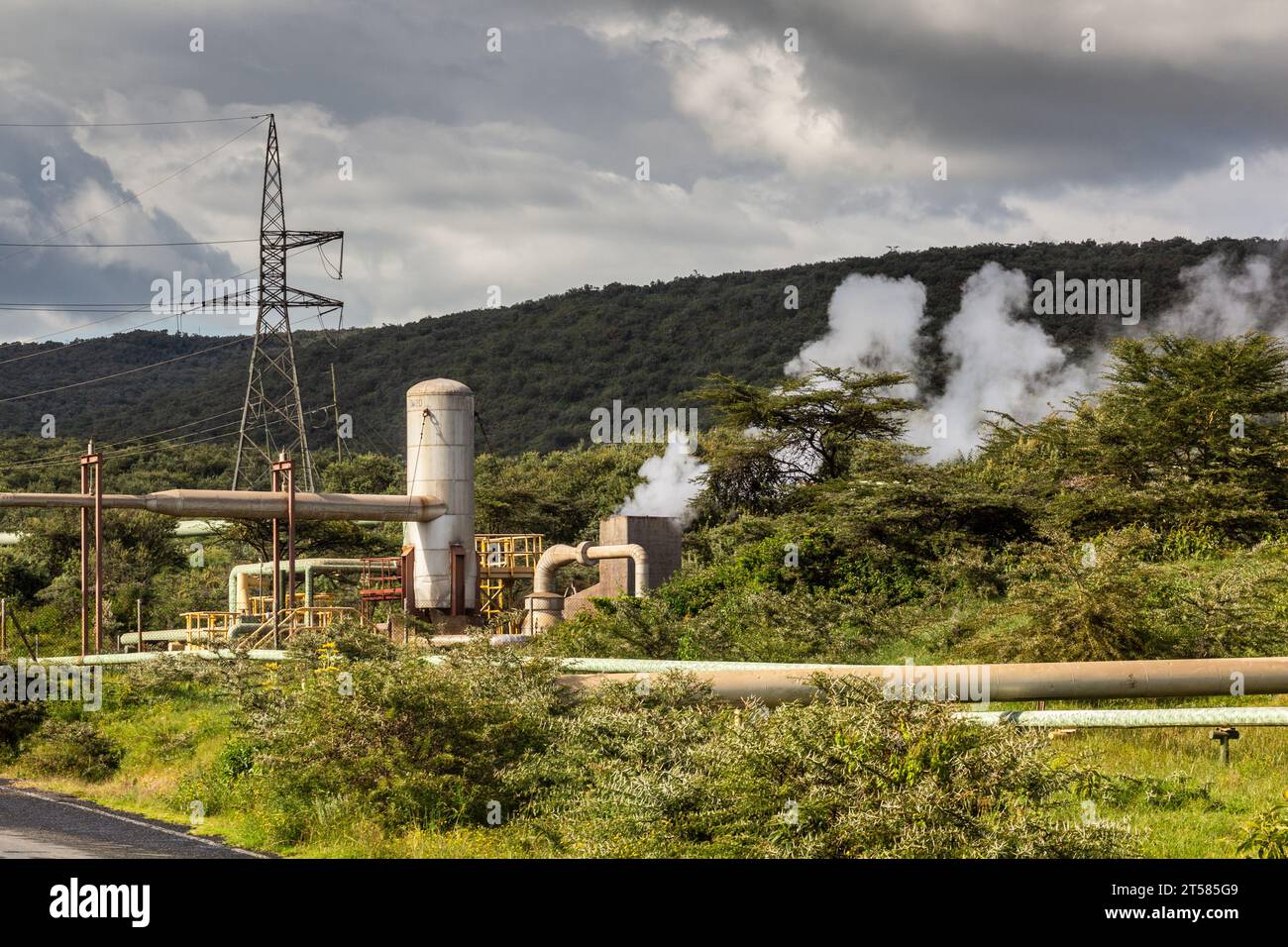 Pipelines of Olkaria Geothermal Power Station in the Hell's Gate