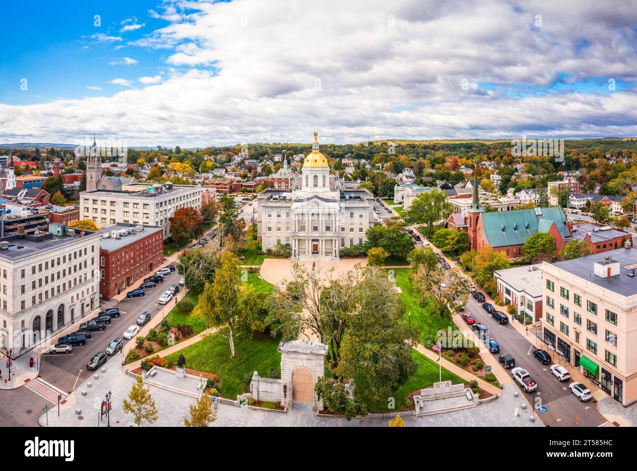 Concord, NH cityscape and New Hampshire State House Stock Photo