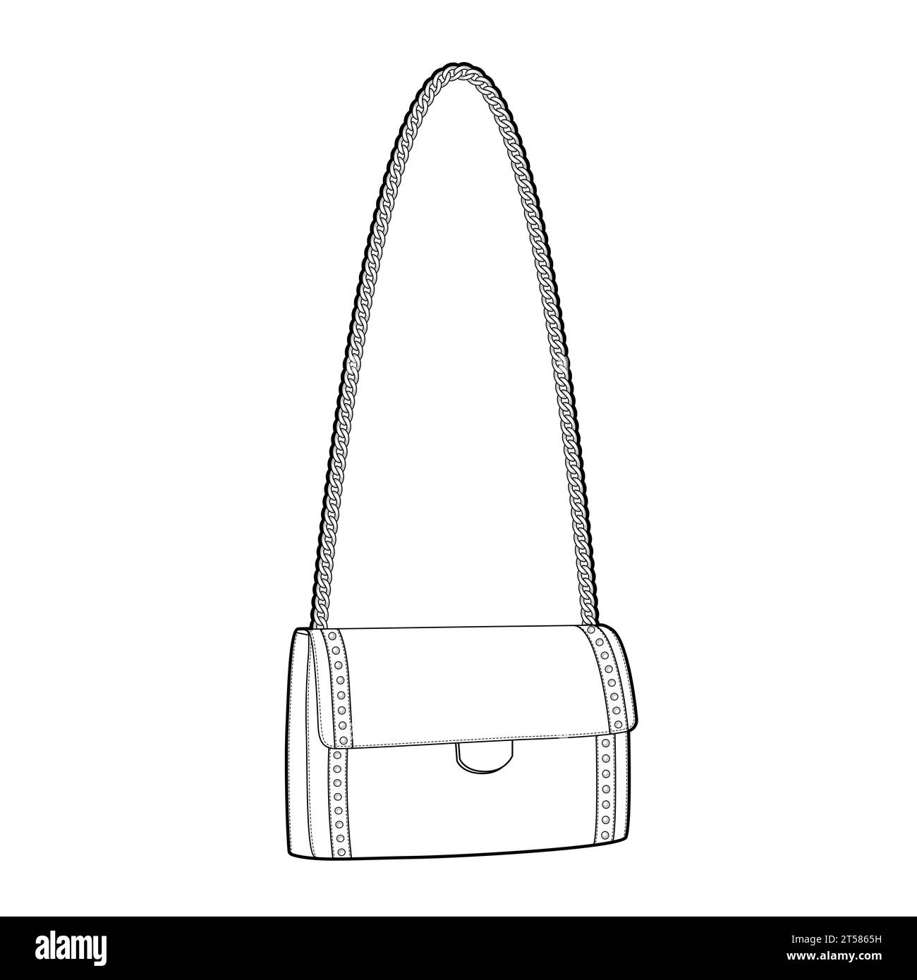 Chain-Strap Cross-Body Bag baguette silhouette. Fashion accessory ...