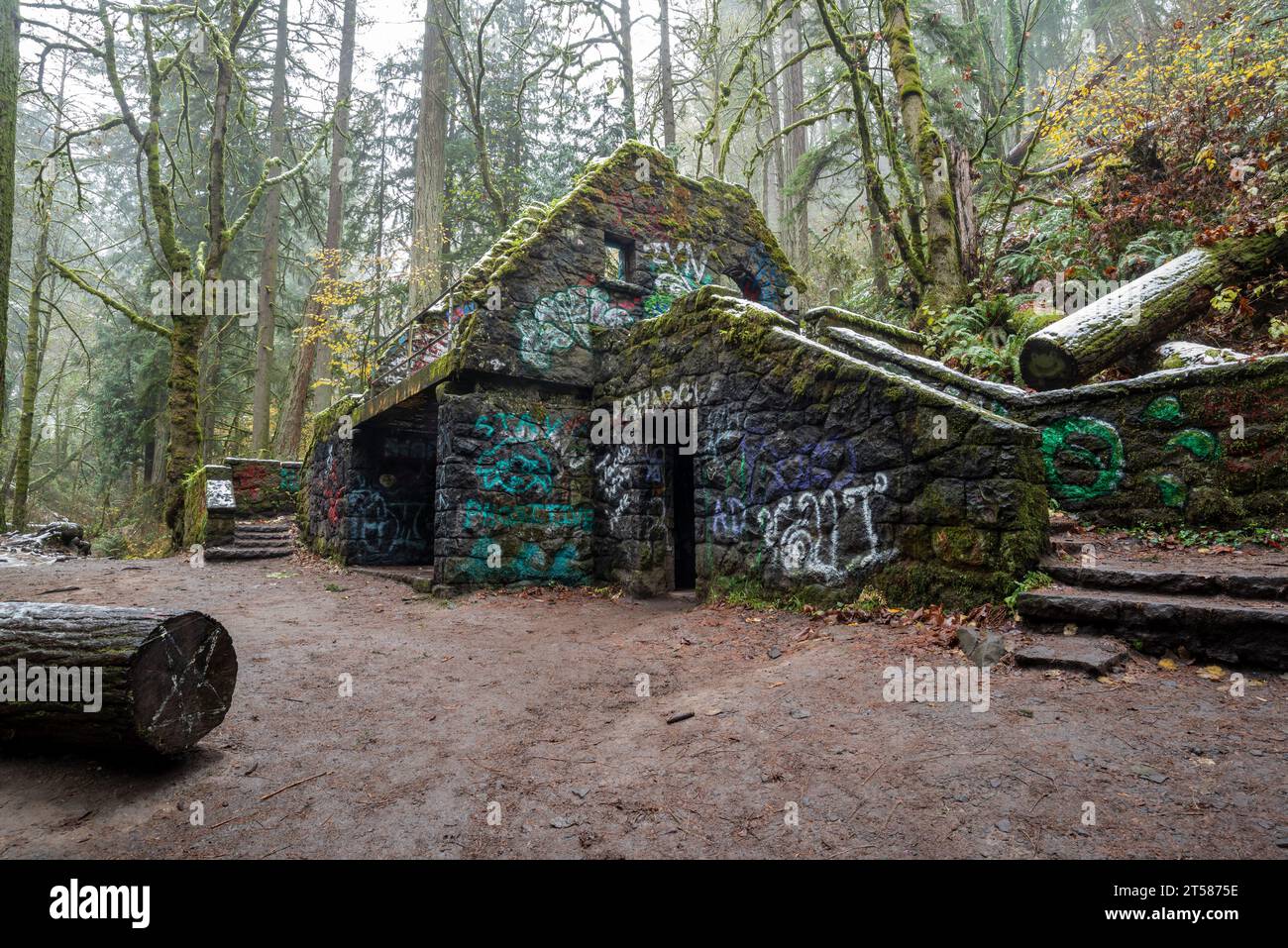 Old public bathroom, known as "Witch's Castle", in Portland Oregon's
