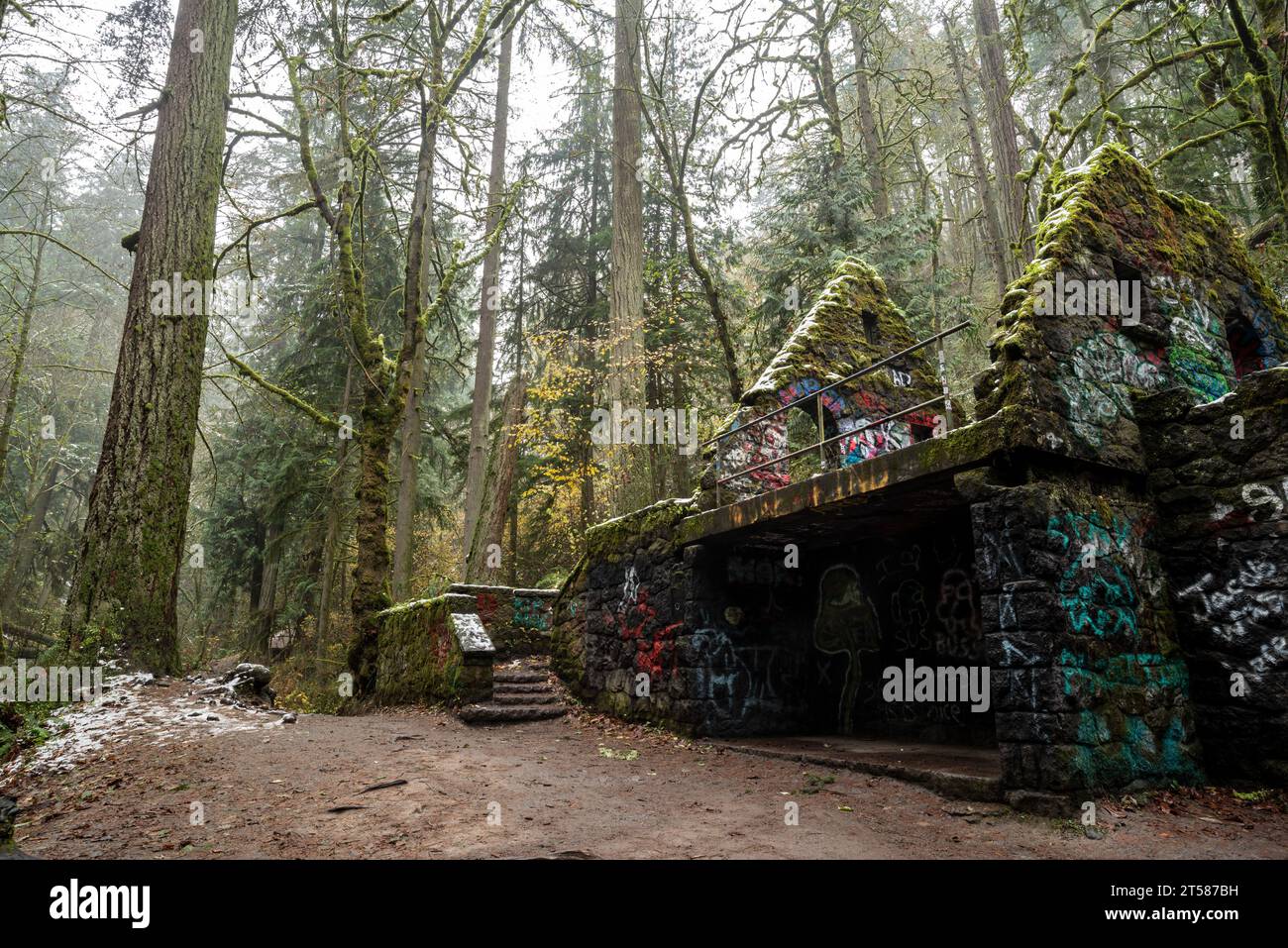 Old public bathroom, known as "Witch's Castle", in Portland Oregon's