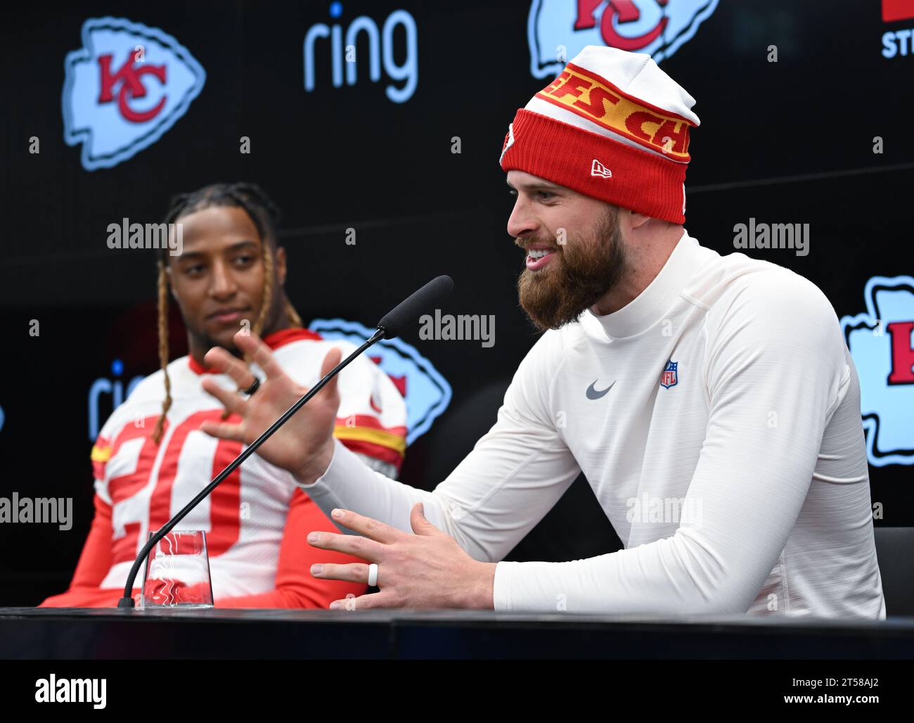 Butker Press 03 November 2023, Hesse, Frankfurt/Main: American Football: NFL, Before ...