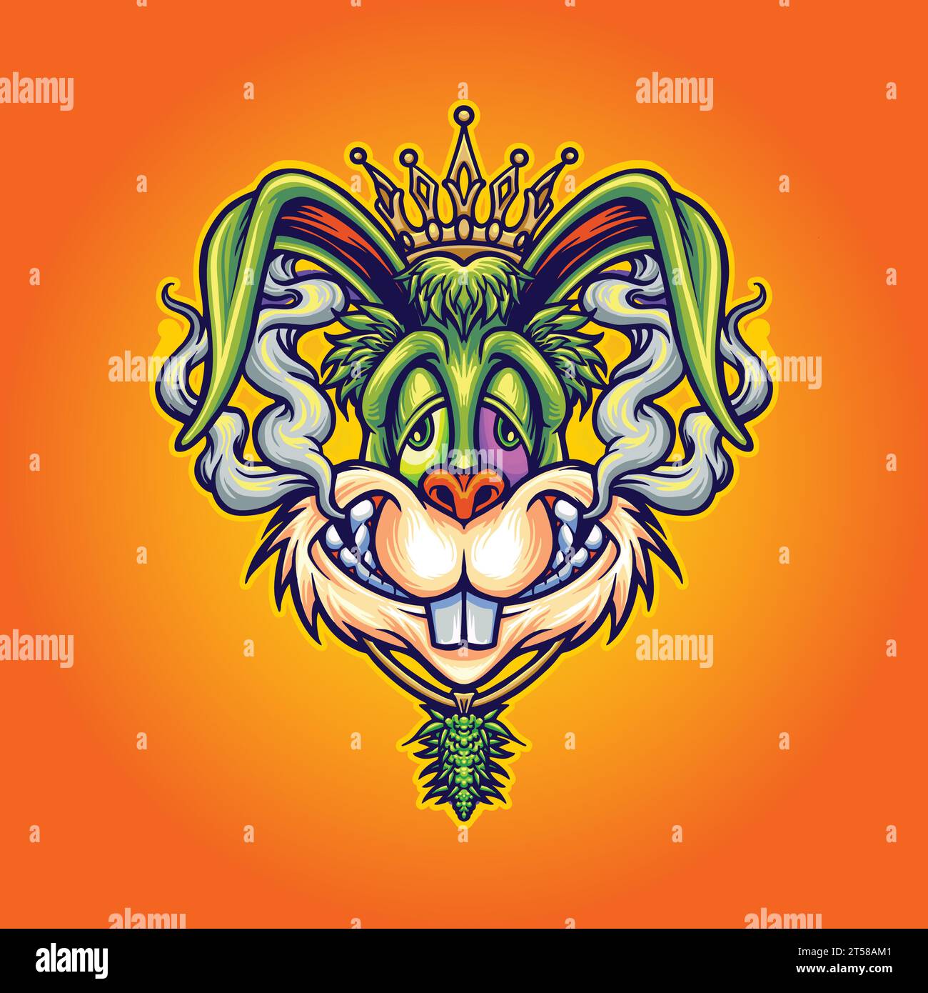 Bunny king wonderland fantasy vector illustrations for your work logo, merchandise t-shirt, stickers and label designs, poster, greeting cards adverti Stock Vector