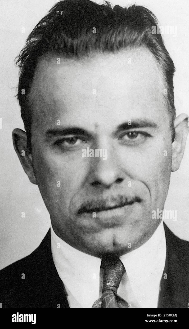 Mug shot of John Dillinger, circa 1934. Stock Photo