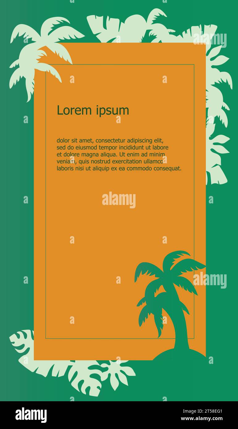 Tropical background with palm tree and frame Vector Image Stock Vector ...