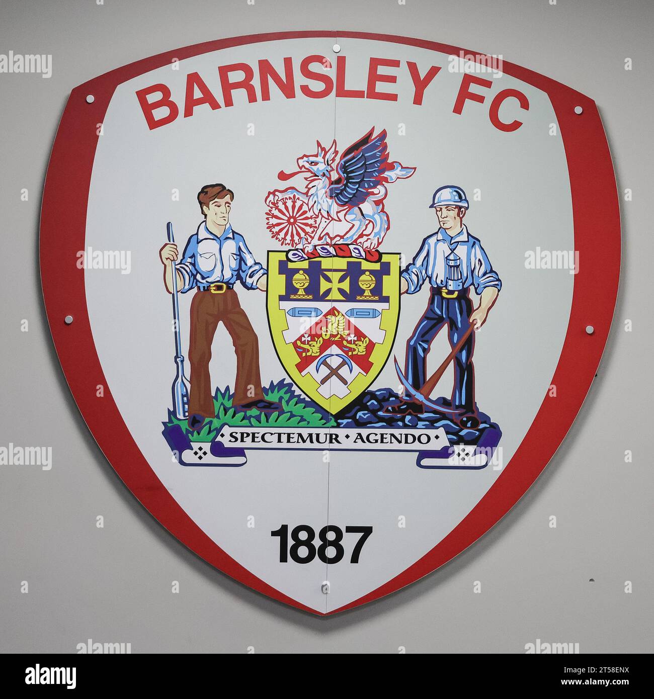 Barnsley FC logo in the tunnel area during the Emirates FA Cup match Barnsley vs Horsham FC at Oakwell, Barnsley, United Kingdom. 3rd Nov, 2023. (Photo by Mark Cosgrove/News Images) in Barnsley, United Kingdom on 11/3/2023. (Photo by Mark Cosgrove/News Images/Sipa USA) Credit: Sipa USA/Alamy Live News Stock Photo