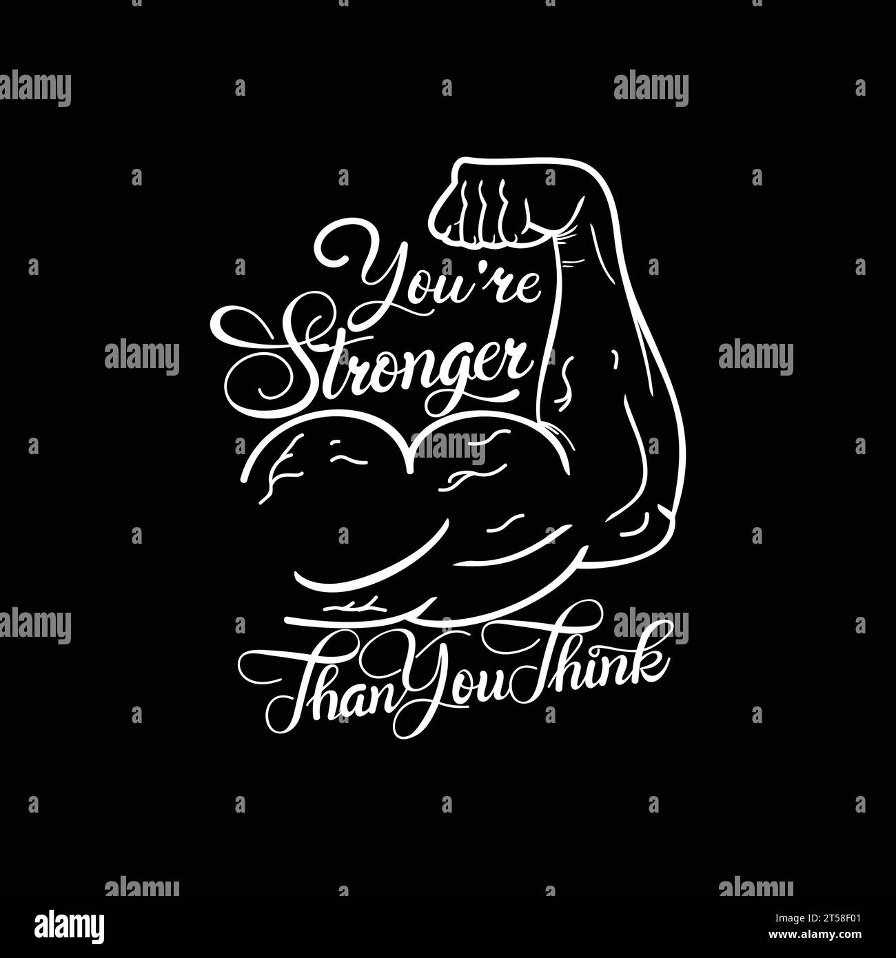 You are stronger than you think. Motivational quote. Vector