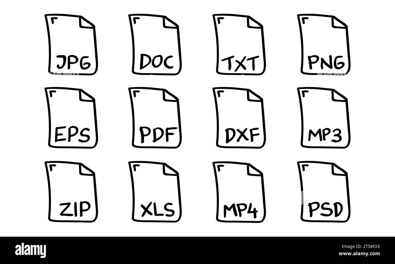 Hand drawn file types icon Royalty Free Vector Image Stock Vector Image
