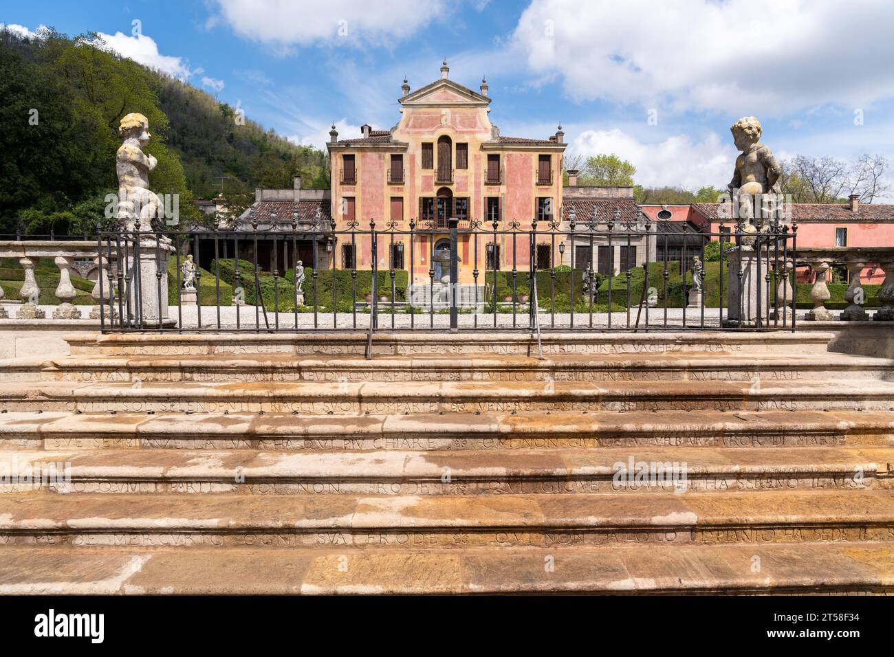 Valsanzibio,Italy-April 15, 2023:view of the monumental garden of Valsanzibio, one of the most beautiful gardens in Italy during a sunny day Stock Photo
