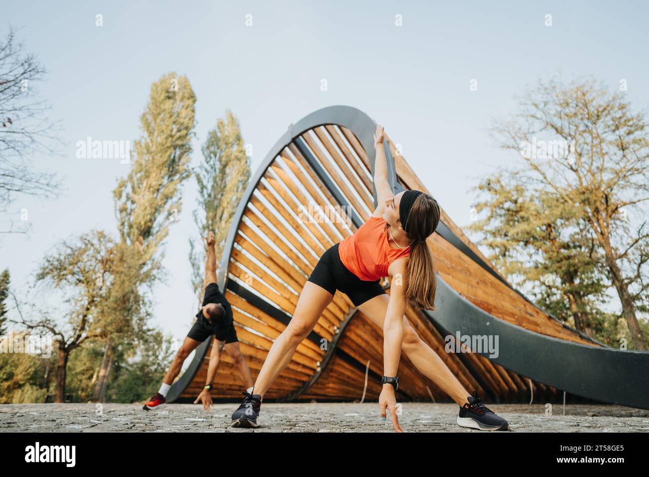 Man woman stretching bodies hi-res stock photography and images - Alamy