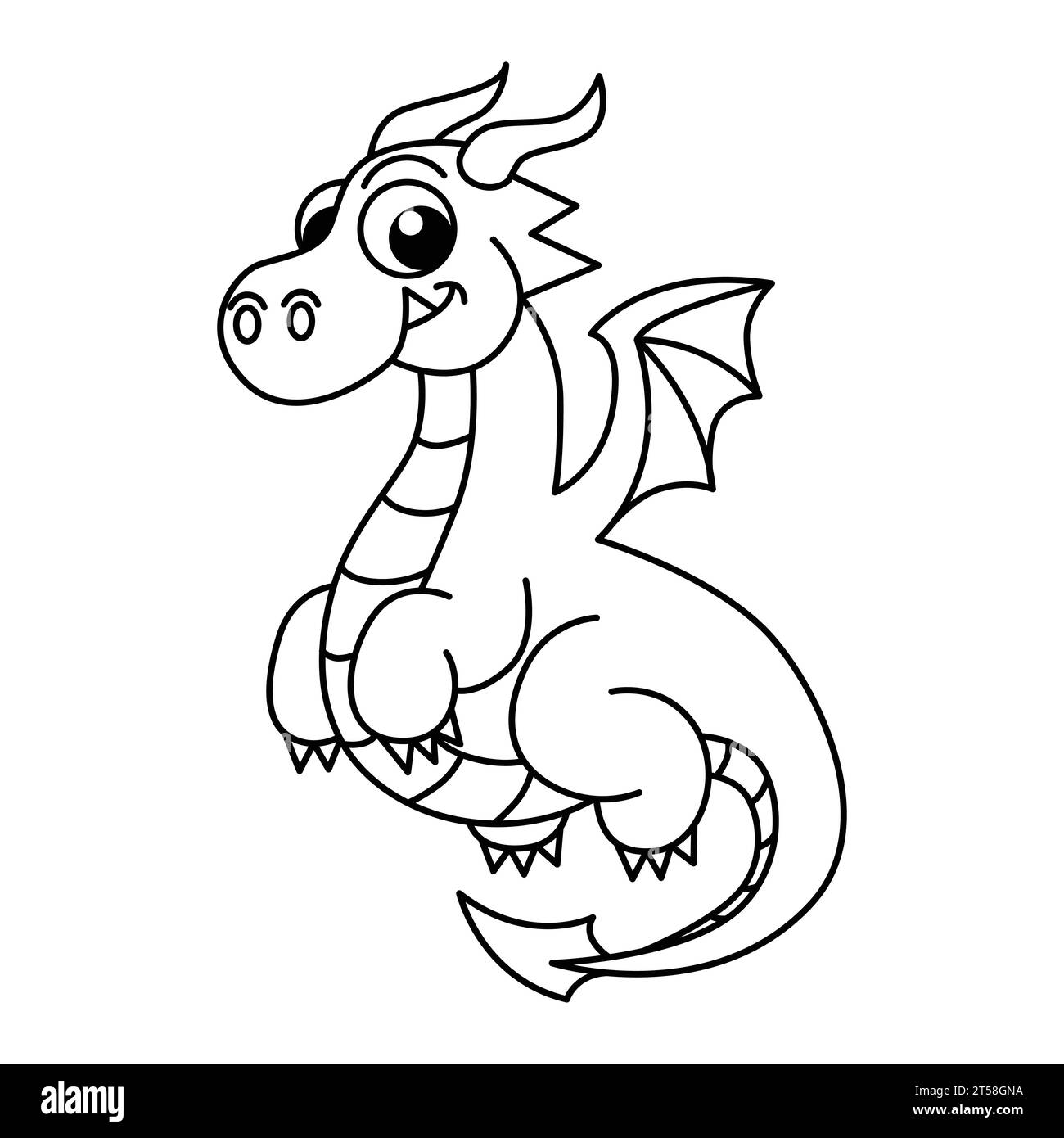 Cute dragon cartoon coloring page Royalty Free Vector Image Stock ...