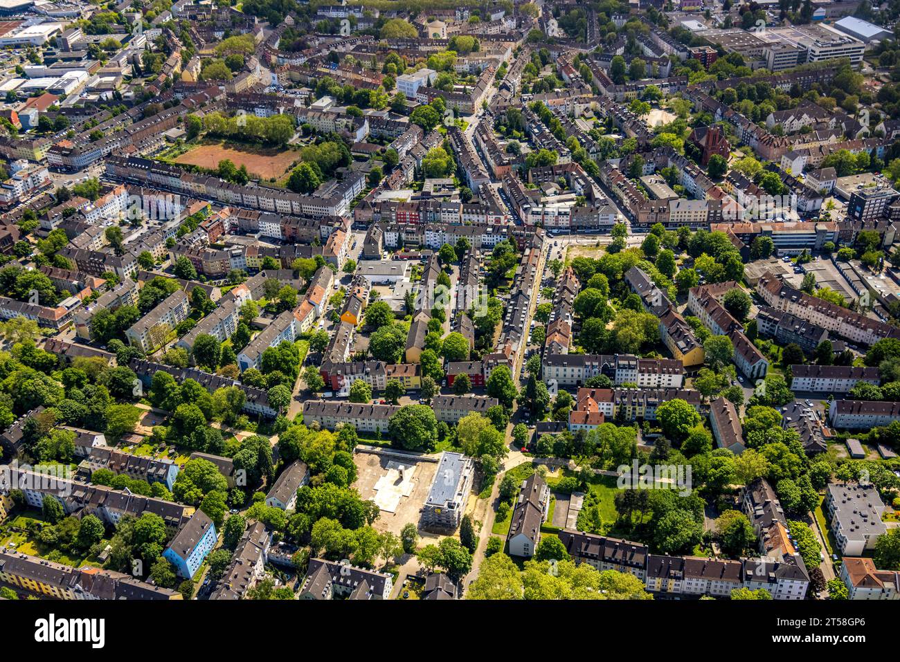  Aerial view, construction site with new apartment building and 