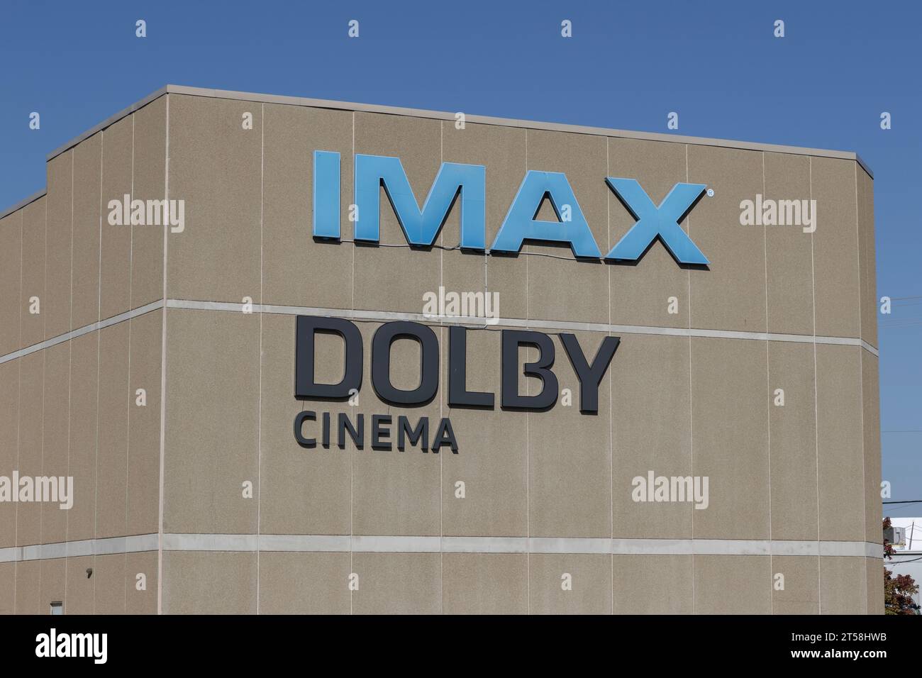 Indianapolis - November 2, 2023: IMAX Movie and Dolby Cinema theater. IMAX and Dolby Cinema are large format systems of presenting movies and motion p Stock Photo