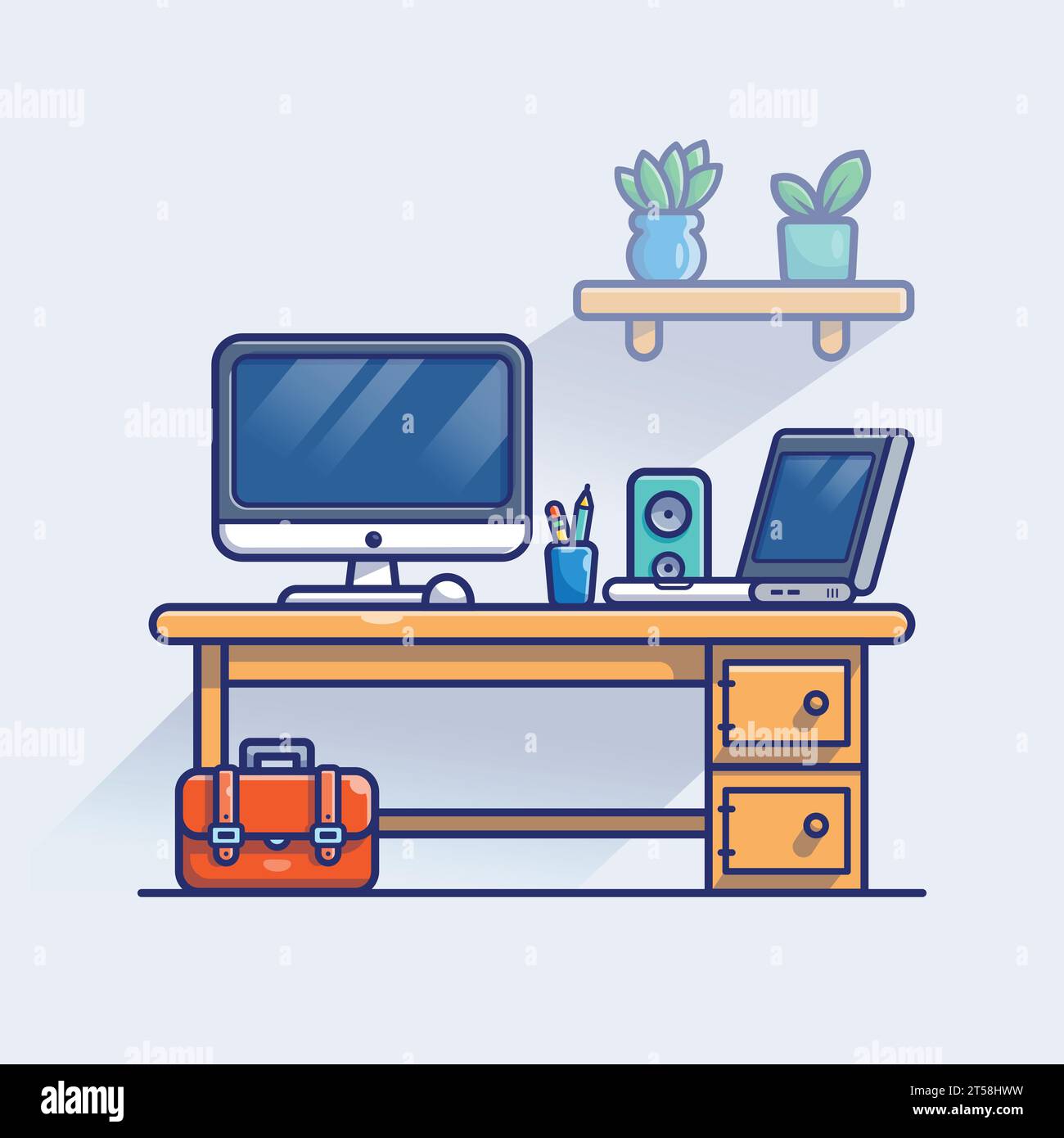 Workspace cartoon Royalty Free Vector Image Stock Vector Image & Art ...