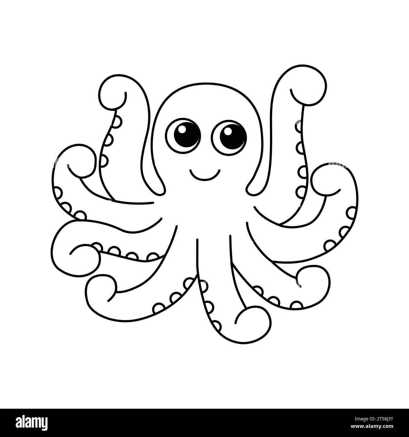 Basic octopus cartoon coloring page Royalty Free Vector Stock Vector ...
