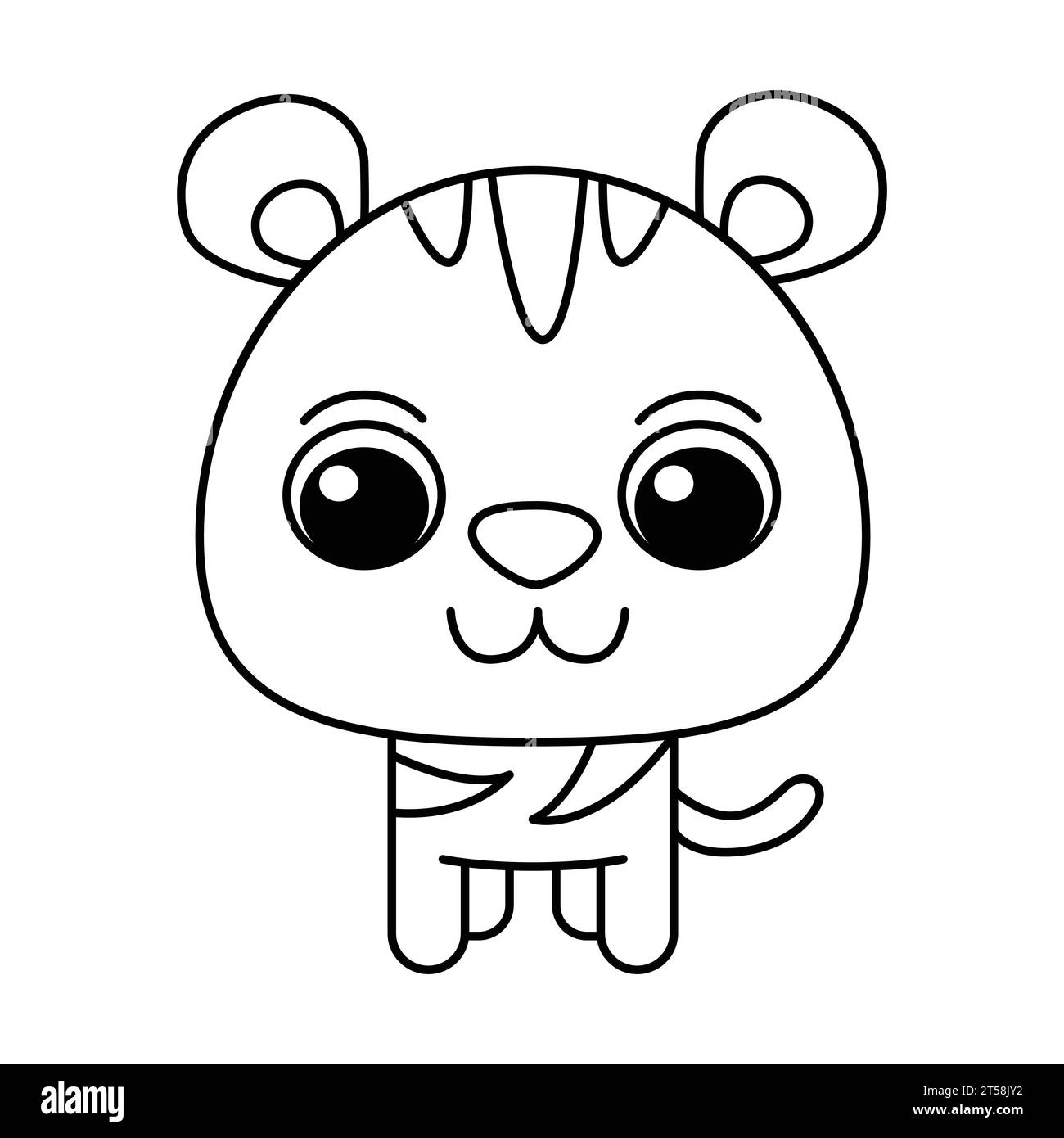 Tiger cartoon coloring page for kids Royalty Free Vector Stock Vector ...