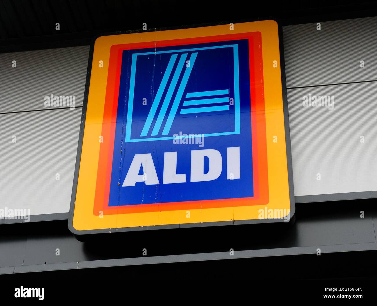 File photo dated 01/08/12 of an Aldi shop sign. Supermarket giant Aldi