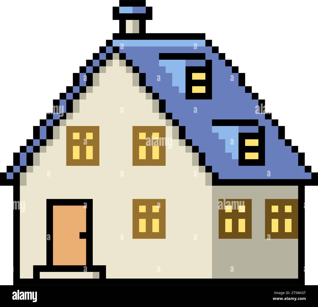 pixel art of house blue roof Stock Vector Image & Art - Alamy