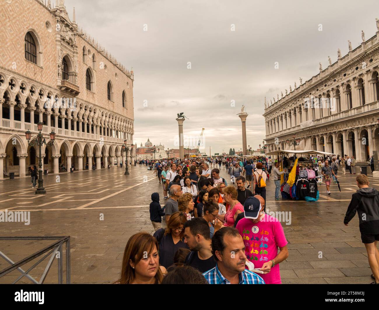 Large crowd waiting to enter St. Mark's Basilica in Venice, Italy. Stock Photo
