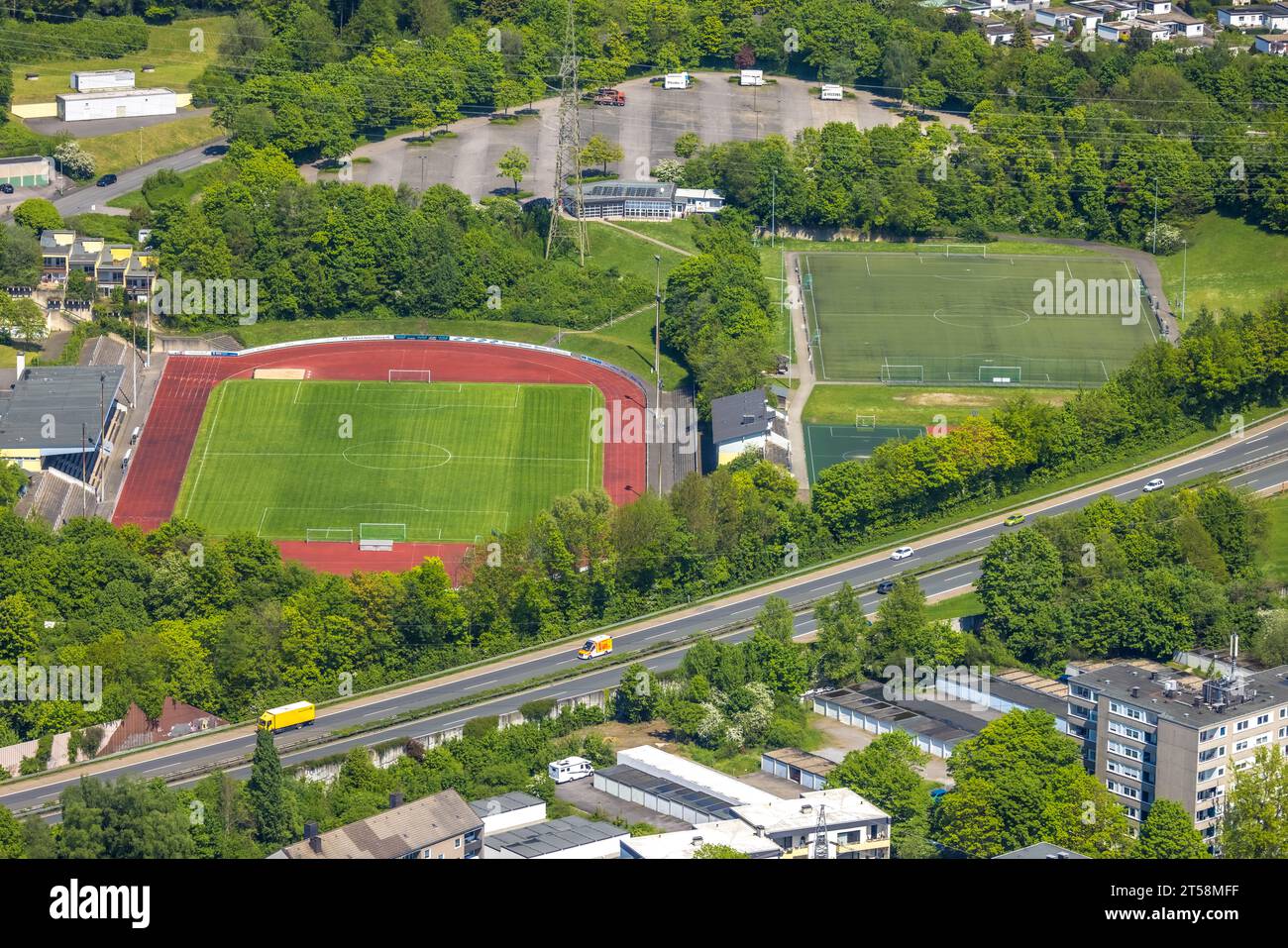 Aerial view, Erich Berlet Stadium, Hohenlimburg, Hagen, Sauerland