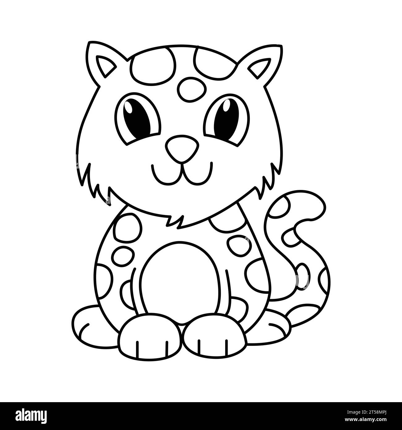 Cute leopard cartoon coloring page Royalty Free Vector Image Stock