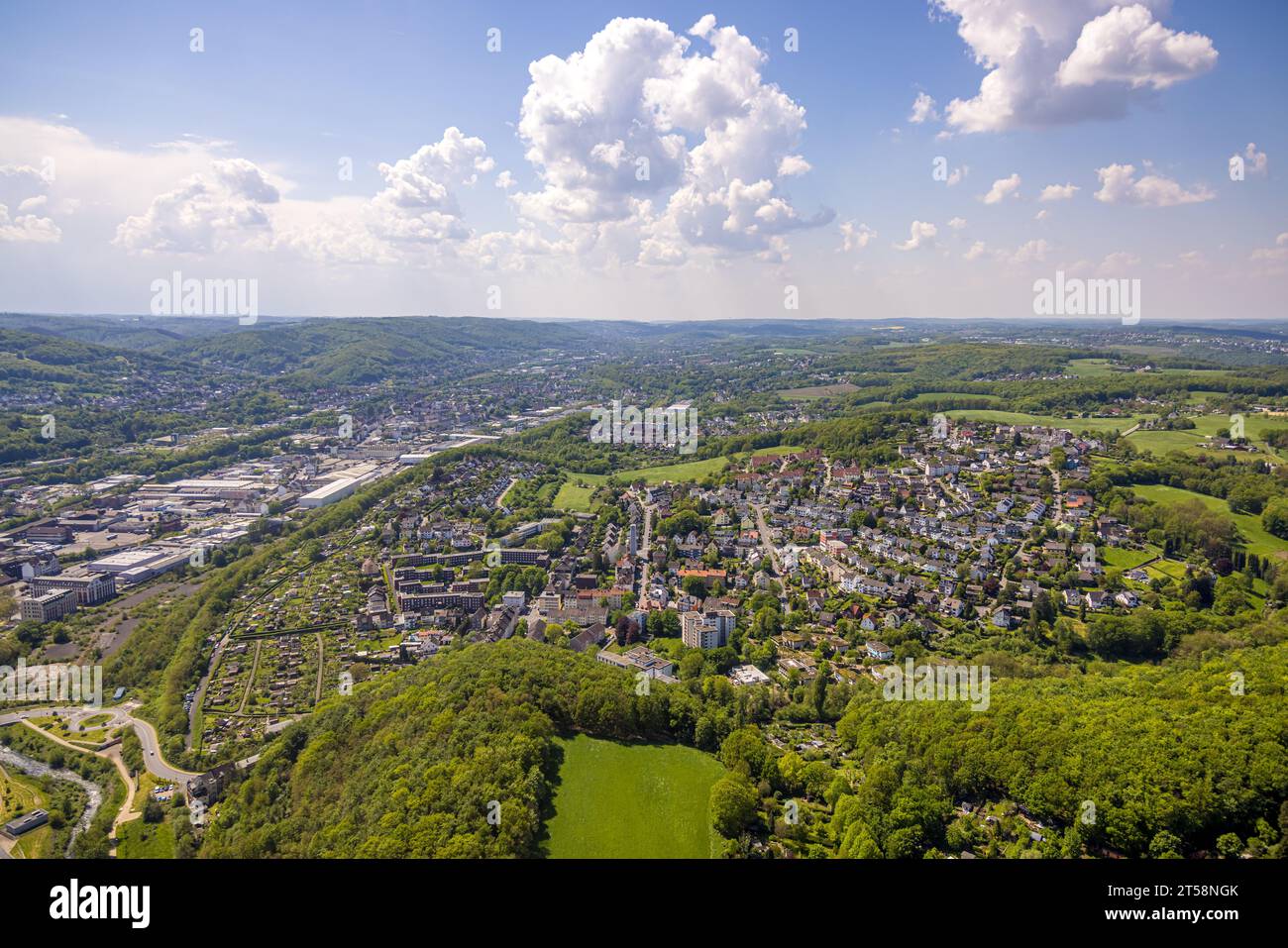 Aerial view, Kuhlerkamp residential area with listed Cuno estate