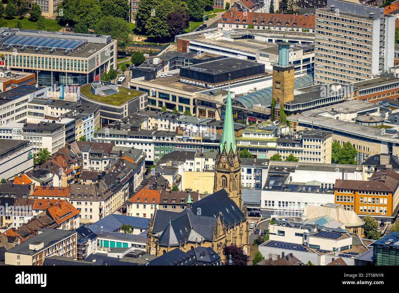 Aerial view, St. Marien Church, Town Hall, Volme Gallery, Middle Town
