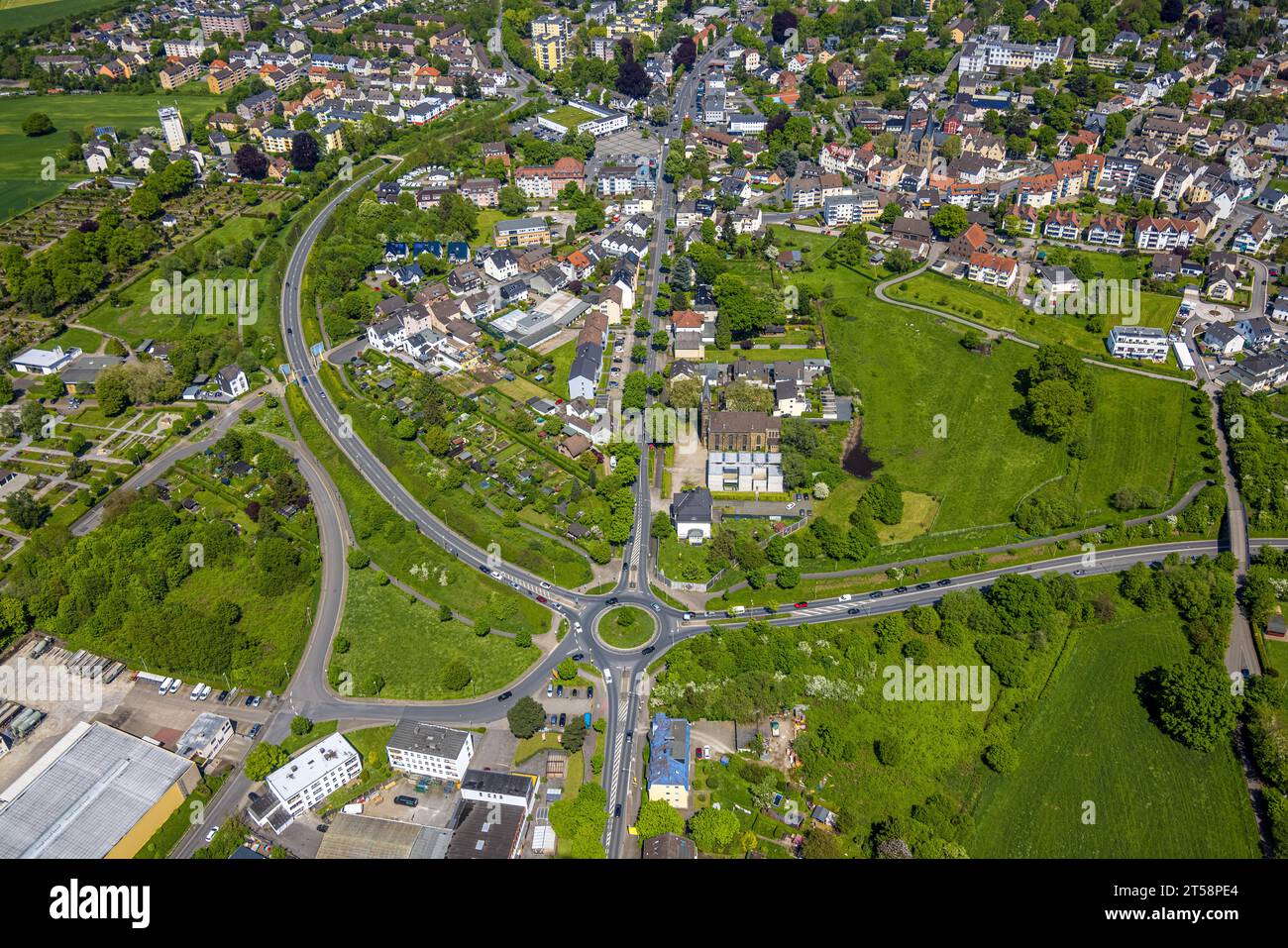 Aerial view, local view Boele, Boeler Markt, Philipp-Nicolai-Kirche, St ...