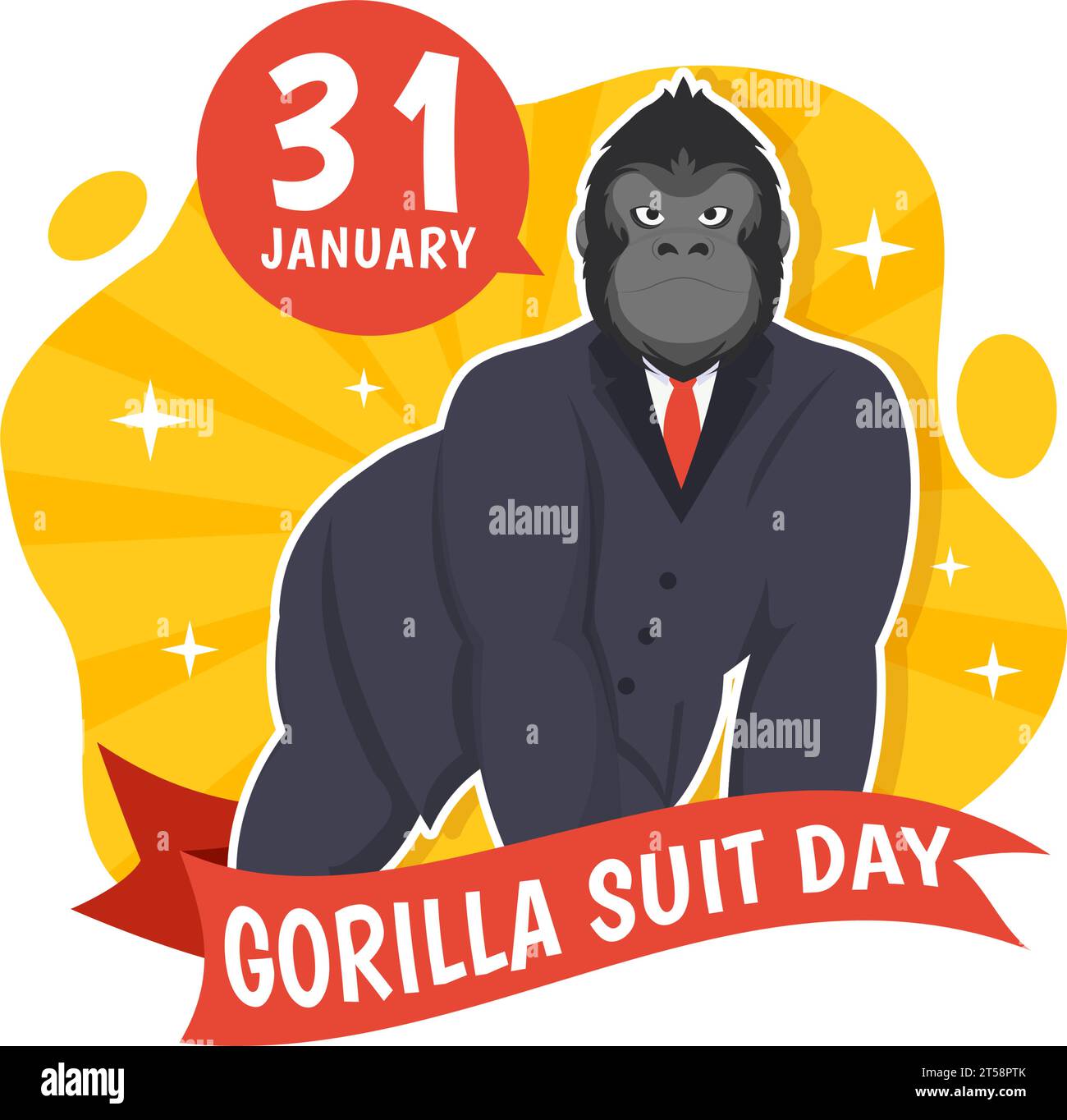 https://c8.alamy.com/comp/2T58PTK/national-gorilla-suit-day-vector-illustration-on-31-january-with-has-the-head-of-a-gorillas-is-dressed-neatly-in-a-suits-and-world-map-in-background-2T58PTK.jpg