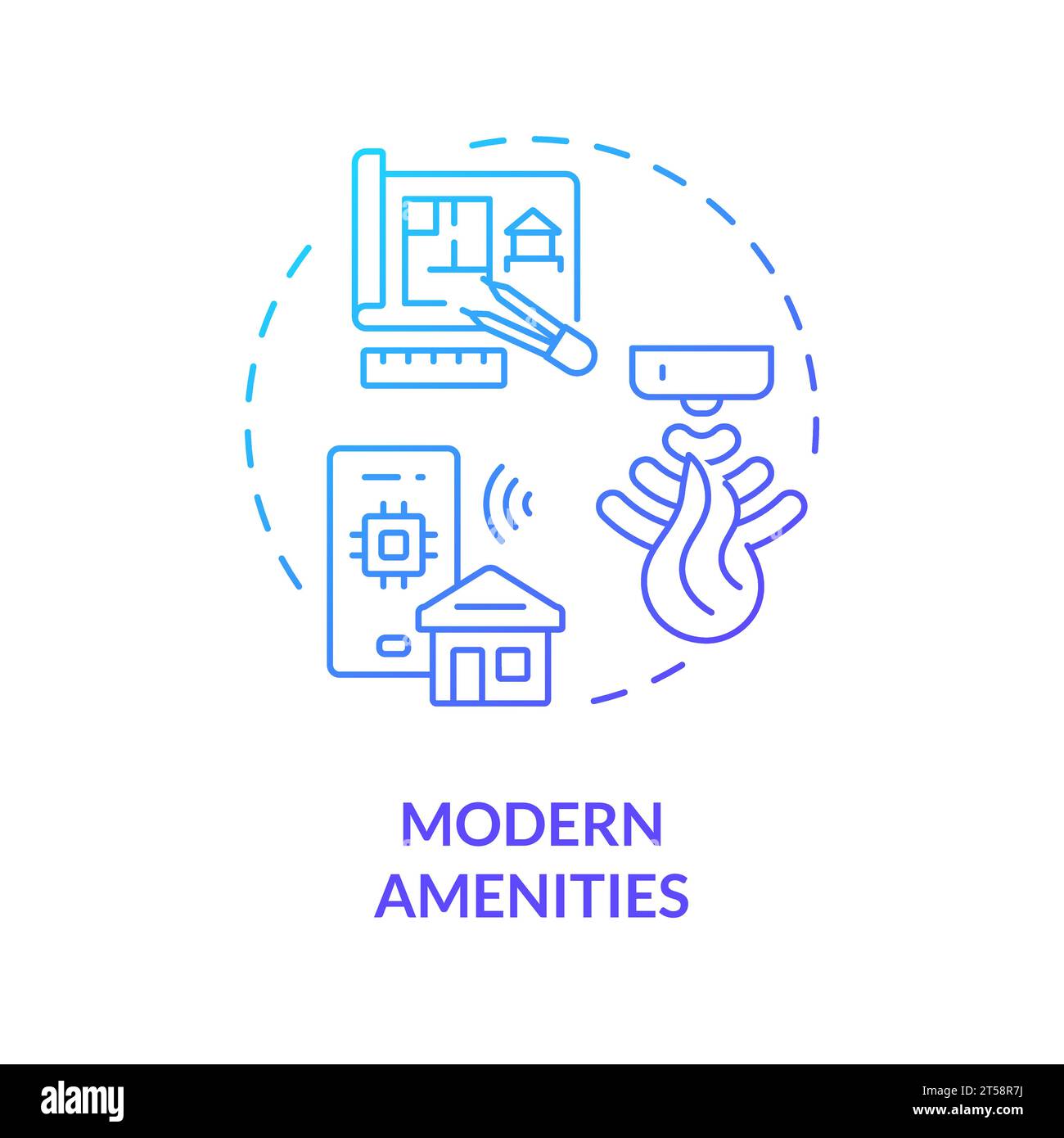2D thin line gradient icon modern amenities concept Stock Vector