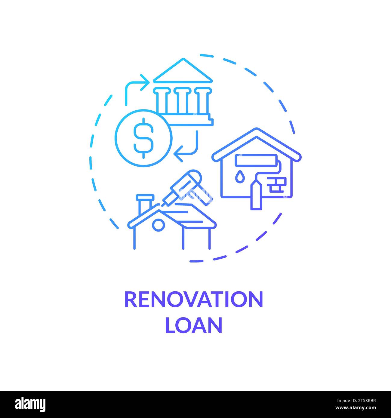 2D thin line gradient icon renovation loan concept Stock Vector