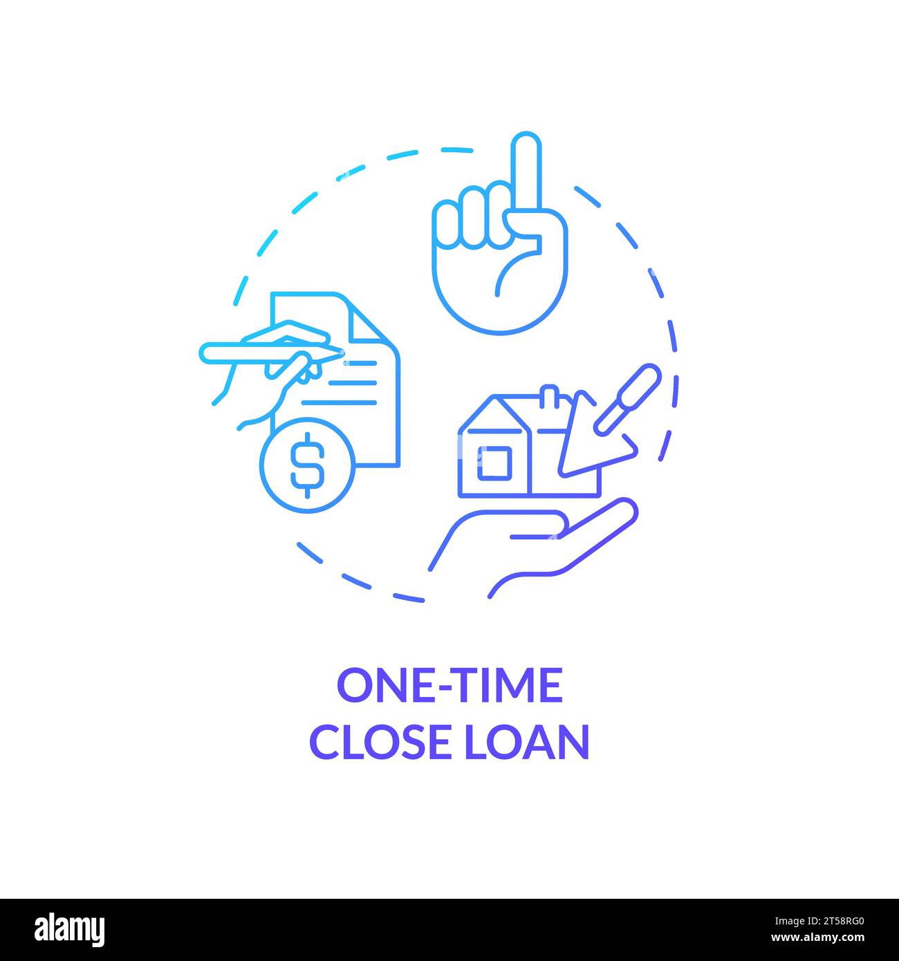 2D thin line gradient icon one time close loan concept Stock Vector