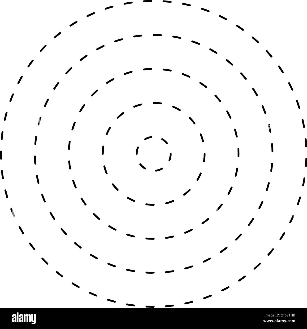 Dashed concentric circle icon. Black and white broken circular rings ...